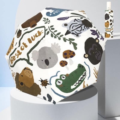 非洲大草原 可愛野生動物折疊晴雨兩用自動雨傘3