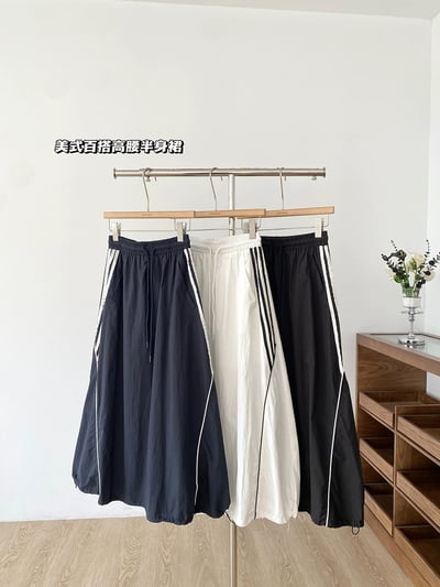 美式新款高腰A字半身裙1