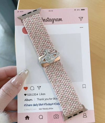 土星閃鑽單圈編織彈力蘋果手錶錶帶3