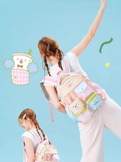 奶萌學院風雙肩包 附牛奶盒造型筆袋6