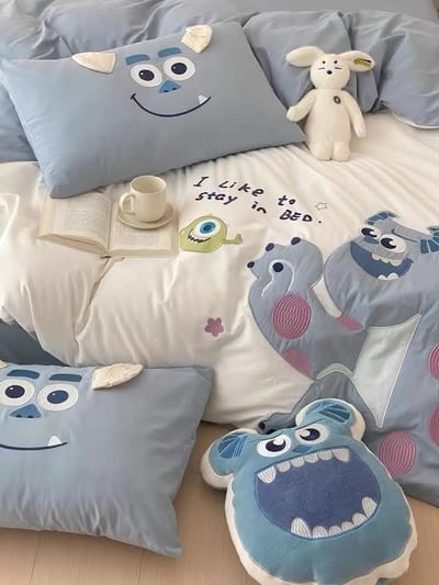 毛怪全棉優質刺繡床包  雙人現貨2