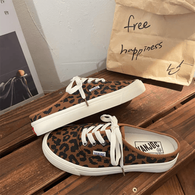 小眾半拖帆布鞋 豹紋 奶牛紋  懶人必備懶人鞋 一腳蹬鞋4