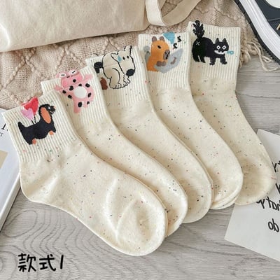 春秋款純棉動物圖案可愛多款點子紗襪1