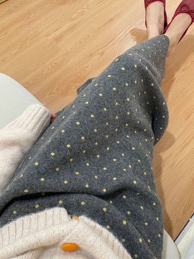 怎麼穿都好看的那條針織裙 復古波點柔軟針織長裙2