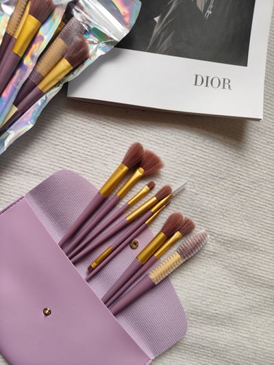 紫薯色系（現貨） 新款9支化妝刷附皮革刷具包10