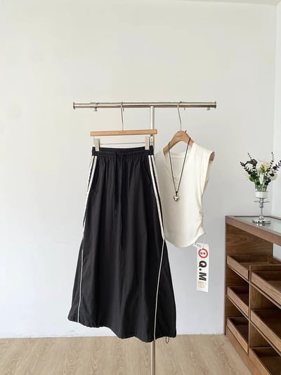 美式新款高腰A字半身裙2