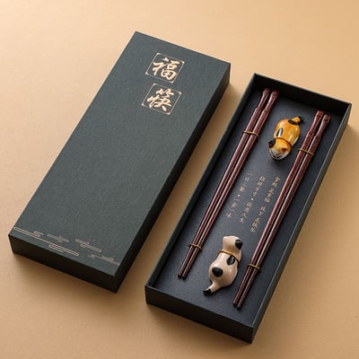 中國風實木防滑筷兩雙組禮盒 質感餐桌的儀式感小物9