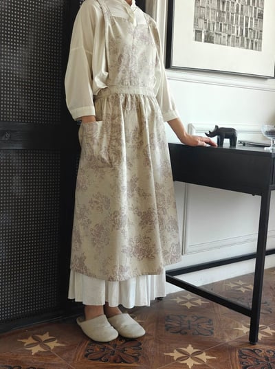 法式復古棉麻田園碎花圍裙 森系工作服13