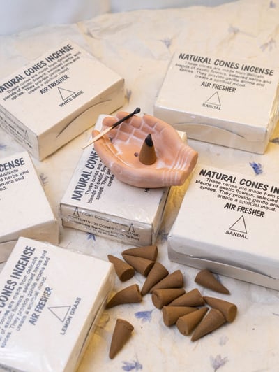 手工紅陶蓮花手香座 塔香香盤・居家療癒香插擺件6