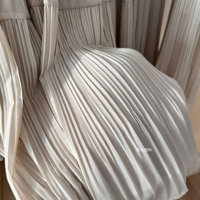 溫柔系必備  高腰顯瘦百搭款重工壓褶雪紡長裙2