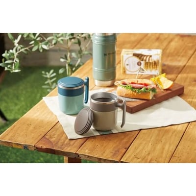 日本 雙層防燙 不鏽鋼密封保溫馬克杯 350ml（2入組／顏色隨機1