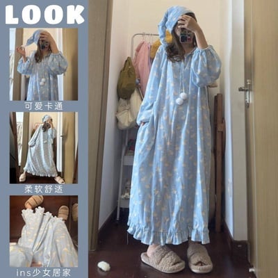 NS風家居大白鵝長袖連身睡裙1