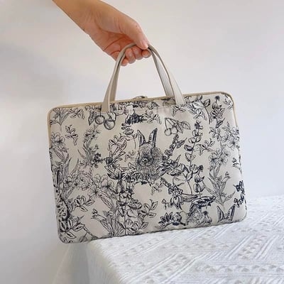 林中小兔子 刺繡花卉與兔多功能旅行電腦包2