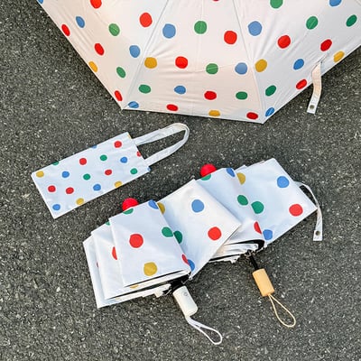 紅鼻子彩色圓點 折疊晴雨兩用自動雨傘4