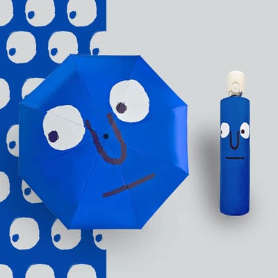 搞怪表情晴雨兩用自動雨傘3