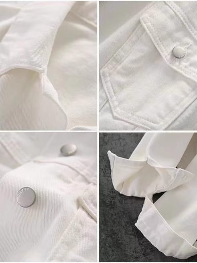 白色寬鬆bf風長袖牛仔外套5