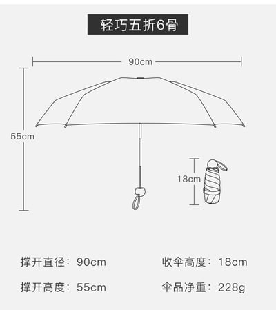 油畫系列可愛貓咪傘 UPF50+黑膠防曬 五折迷你口袋傘11