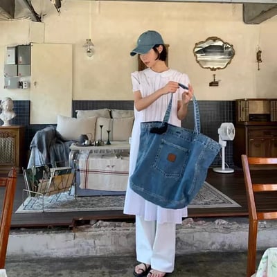 復古牛仔單肩托特包2