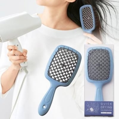 日本 超省時 速乾簍空軟齒按摩梳 一組2支 顏色隨機2