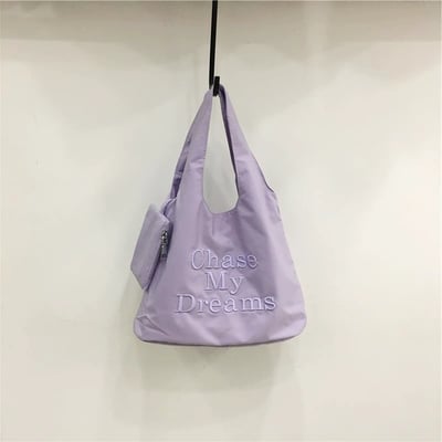 韓國同款清新馬卡龍 休閒百搭刺繡字母布袋2