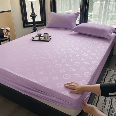 時尚老花款 純色高級感3件床包組3