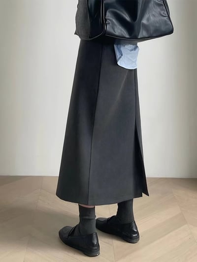韓系高腰顯瘦西裝A字長裙4