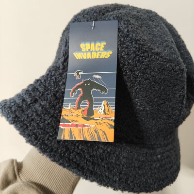 Boardmans × Space Invaders 聯名款 黑色羊羔絨漁夫帽 現貨2