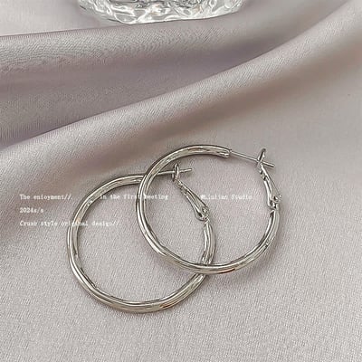 高級感銀色系 不規則圓圈系列耳環5入組   現貨5