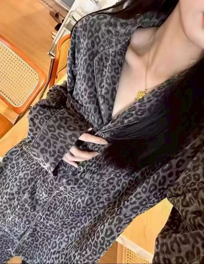 冬款加厚豹紋德絨居家套裝6