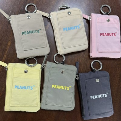 花生漫畫角色刺繡卡包 可伸縮掛鉤掛繩小錢包收納袋11