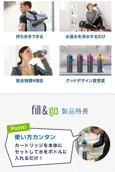 德國BRITA Fill & Go 活力濾水瓶 600ml 附3入MicroDisc濾芯 (深綠 / 深藍 / 紫玫瑰)5