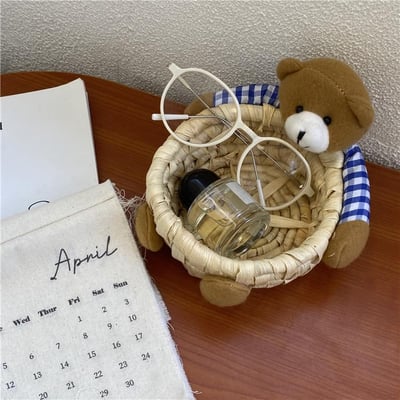 小熊家族草編小物可愛收納籃7
