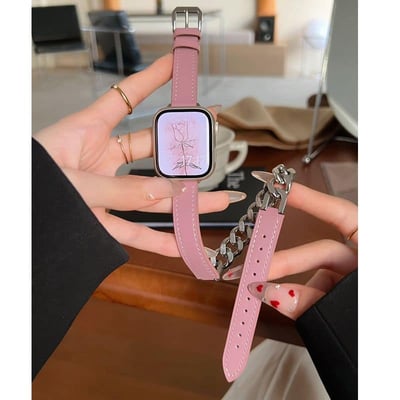 真皮拼接雙圈Apple watch錶帶4