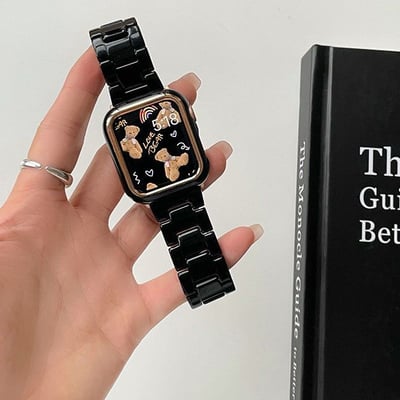 黑色樹酯系列 純色Apple watch錶帶   42/44/45/49  現貨免運2