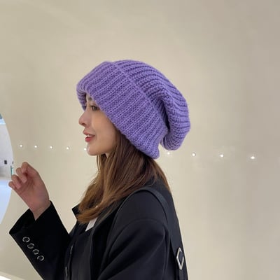 戴上一秒變小臉 巨大毛線帽 粗線針織大頭圍不挑臉型厚實保暖百搭冷帽6