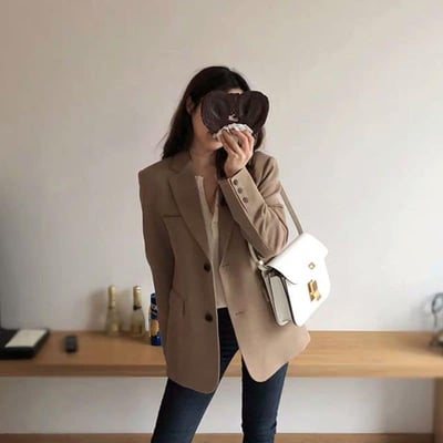 早春優雅百搭翻領修身小西裝外套7
