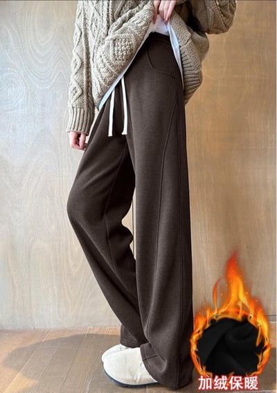 冬季人字紋內加絨毛呢褲3