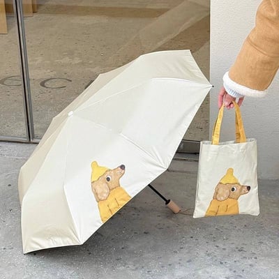 黃色的奶油系狗狗輕巧防曬折傘系列3