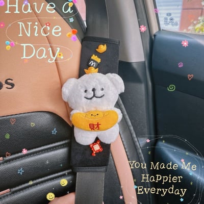 線條發財小狗車載安全帶護肩一對組2