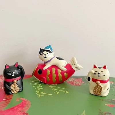 日式招財錦鯉貓 治癒系可愛日式小擺件桌面裝飾品3