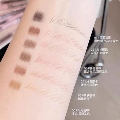 【FLORTTE 花洛莉亞】正品 免削防水小半圓砍刀眉粉筆兩隻組 棕咖+摩卡4