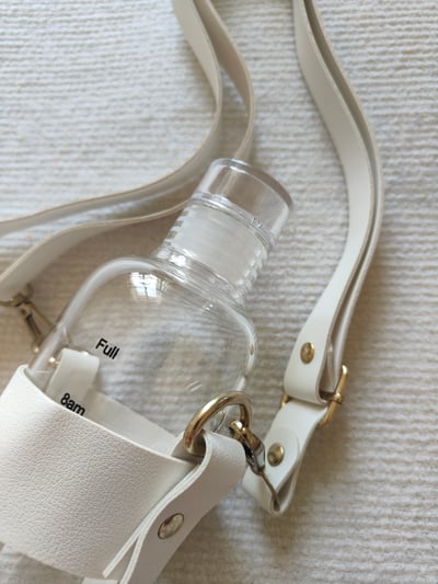 今日喝水打卡神器 時尚皮革背帶玻璃瓶  免運商品5