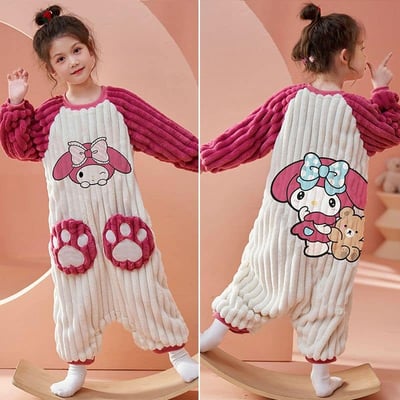 女孩款 可愛兒童多款法蘭絨連體睡衣  草莓現貨1103