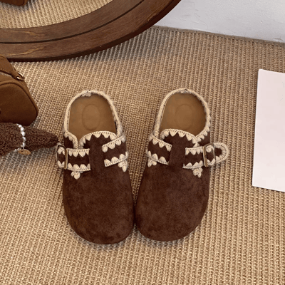 秋日奶油慵懶風 厚底內增高毛呢包頭拖鞋勃肯鞋6