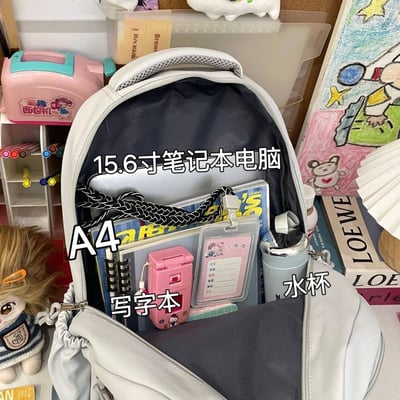 日系ins大容量多隔層雙肩包書包背包7