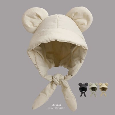 冬季新款米奇耳朵羽絨棉帽雷鋒帽 輕盈保暖護耳綁帶  防寒騎行帽3