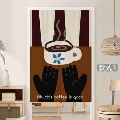 美拉德風格居家門簾 咖啡日記系列對開隔門簾3