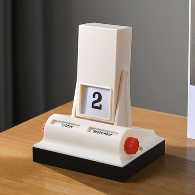 奶油白復古翻頁萬年曆 桌面設計感小擺件 輕奢節日禮物2