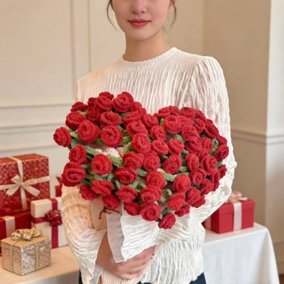升級版99朵   不會凋謝的手作玫瑰花束毛毯5