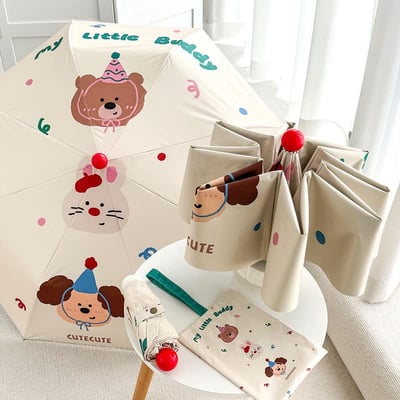 可愛紅鼻子童趣感折疊晴雨兩用手動雨傘2